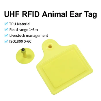 10 бр. Ушна Етикет на Едрия Рогат добитък, UHF RFID 3 m, Обхват на Четене 860-960 Mhz ISO180006C Ушна Етикет Крави за Управление на Добитъка