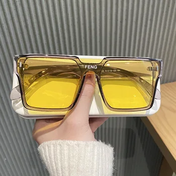 2022 Нови слънчеви очила Ms. големи, луксозни модни дизайнерски слънчеви очила за мъже, жълти очила на едро UV400