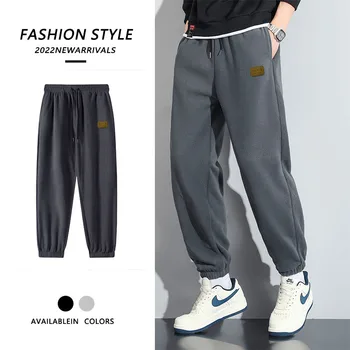 2023 Нови свободни мъжки панталони за джогинг, мода есен-зима флисовые топли панталони, мъжки улични прави панталони, Pantalon Hommes