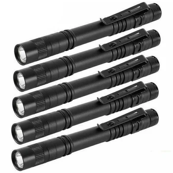 5 бр. мини преносим XPE-R3 led фенерче, скоба, за писалка, фенерче, за да химикалки, силна светлина, джобна лампа за къмпинг на открито