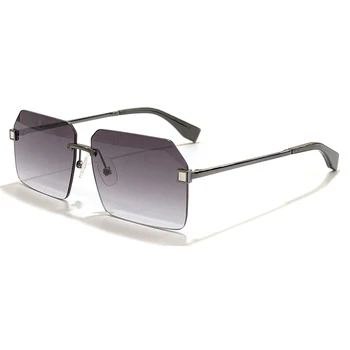 Висококачествени слънчеви очила без рамки и с букви за мъже 2023, маркови дизайнерски градиентные слънчеви очила с защита от uv очила