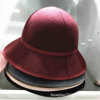 Дамска есенно-зимна шапка-фетровая шапка за момичета, сгъваема вълнена шапка-купол, дамска шапка за басейна, шапка за рибар, модерна, топла шапка за дами B8972