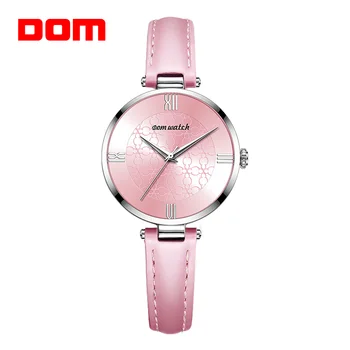 Дамски часовници DOM, луксозни маркови модни дамски часовници, кожени часовници, дамски кварцов часовник