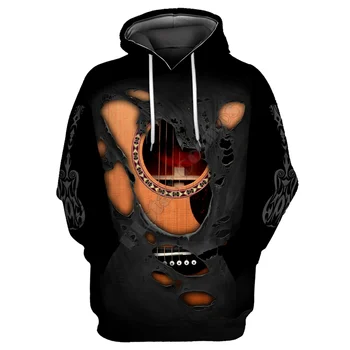Китара, музикални инструменти, качулки на Хелоуин с 3D принтом, hoody с цип, женски за мъже пуловер, градинска облекло
