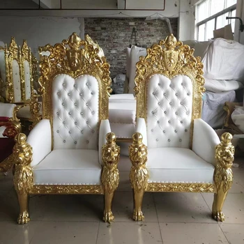 Луксозна кралската мебели за сватбени партита с висока облегалка Златен Кралят на Кралицата на трона сватба