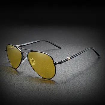 Слънчеви очила с поляризация нощно виждане, мъжки самолетни очила с жълти лещи за нощно шофиране