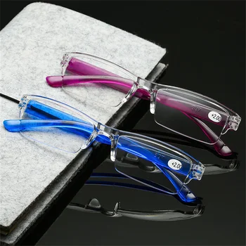 Ултра-леки, прозрачни очила за четене без рамки, модерен ретро реколта мъжки и дамски очила за далекогледство TR90, очила с защита от синя светлина
