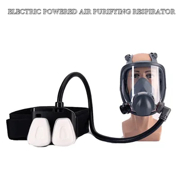 Химически респиратор за пречистване на въздуха с електрически 6800, полнолицевая пылезащитная маска, двойни филтри, безопасност на работа с промишлени пръскане