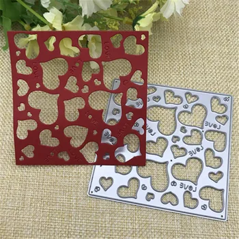 Шаблони за рязане на метал с квадратна сърце за производство на пощенски картички, декоративно щамповане, хартиени картички, направи си САМ печат