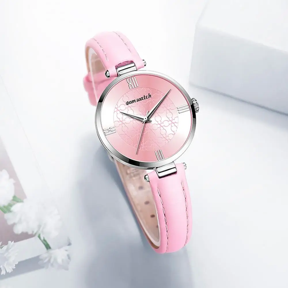 Дамски часовници DOM, луксозни маркови модни дамски часовници, кожени часовници, дамски кварцов часовник - 1