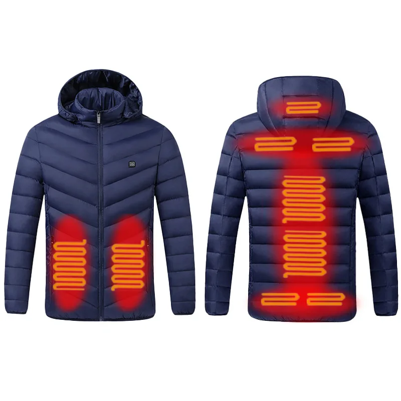 Мъжко яке с топъл 9 зони, USB, зимни улични якета с електрически нагревател, топло яке sprots с топло палто, дрехи, памучен яке с подгряване - 1