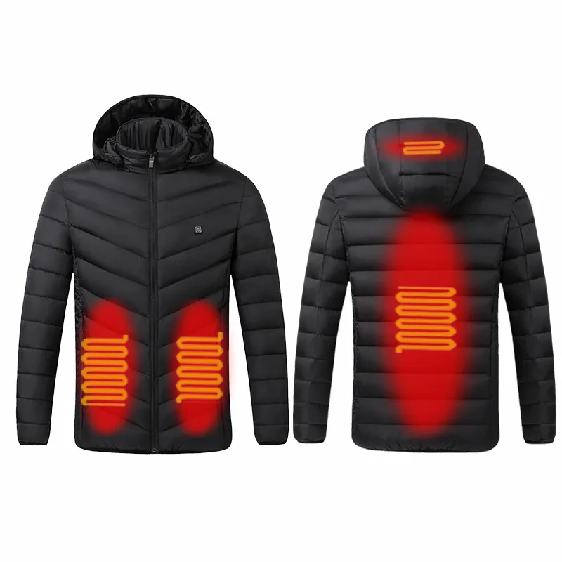 Мъжко яке с топъл 9 зони, USB, зимни улични якета с електрически нагревател, топло яке sprots с топло палто, дрехи, памучен яке с подгряване - 3