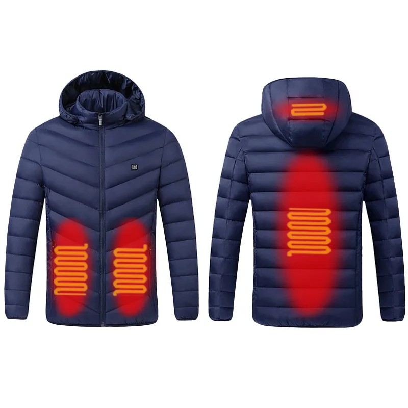 Мъжко яке с топъл 9 зони, USB, зимни улични якета с електрически нагревател, топло яке sprots с топло палто, дрехи, памучен яке с подгряване - 4