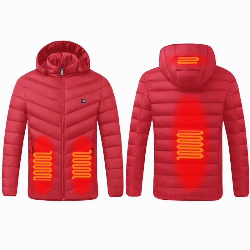 Мъжко яке с топъл 9 зони, USB, зимни улични якета с електрически нагревател, топло яке sprots с топло палто, дрехи, памучен яке с подгряване - 5